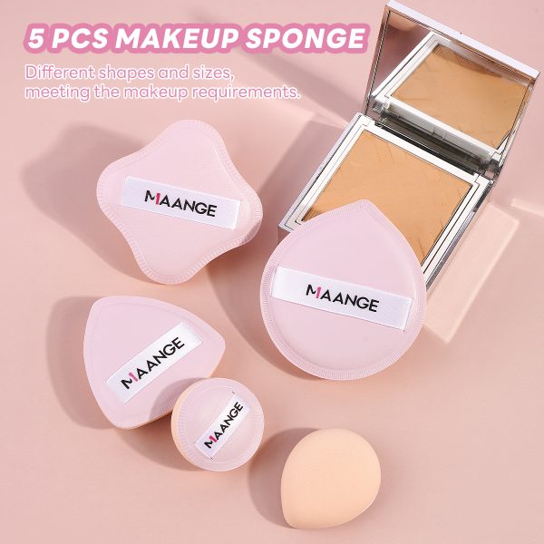 MAANGE Private Label OEM Luxury Facial Makeup Tools 2PCS Massage Makeup Brush 5PCS Powder Puff False Eyelashes Makeup Brushes