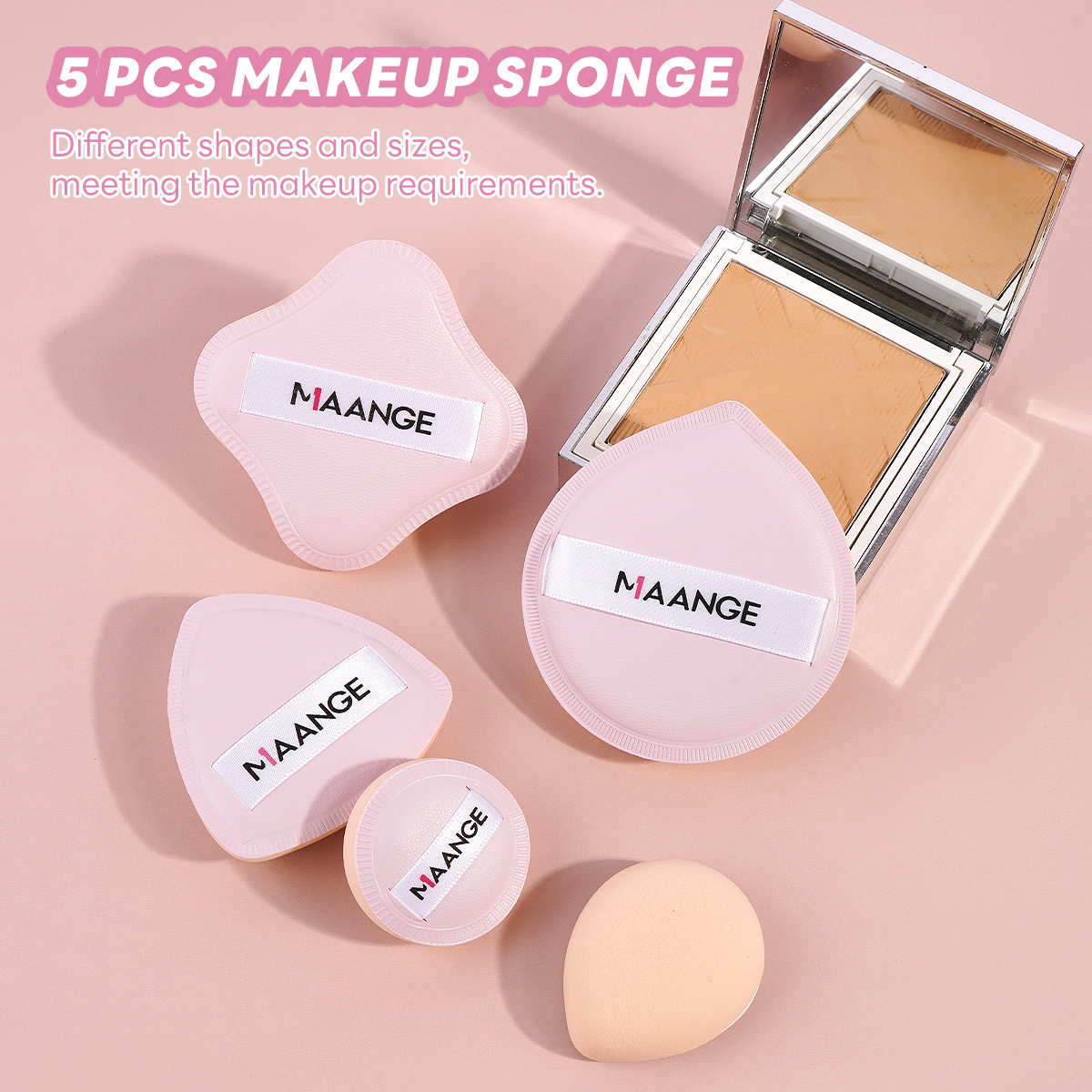 MAANGE Private Label OEM Luxury Facial Makeup Tools 2PCS Massage Makeup Brush 5PCS Powder Puff  False Eyelashes Makeup Brushes - 图片 12