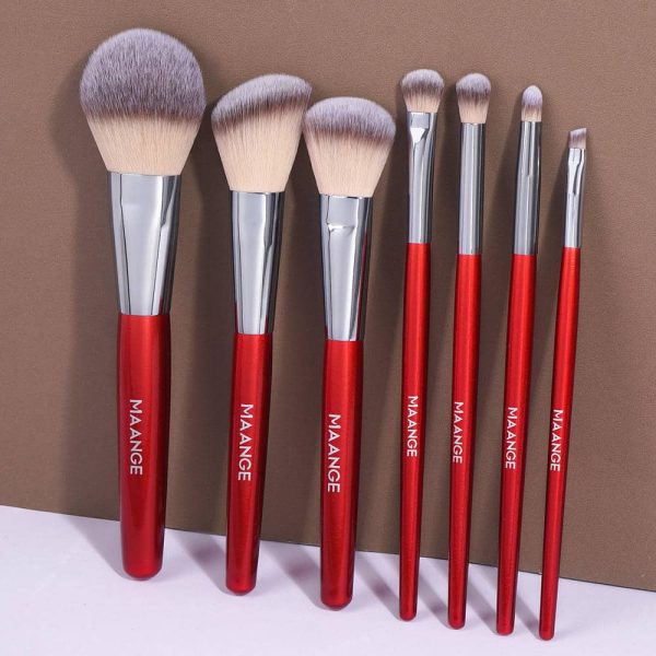 MAANGEProfessional 7pcs Makeup Brush Set Foundation Loose Powder Blush Eyeshadow Brush 7 Pcs Facial Makeup Brush Set