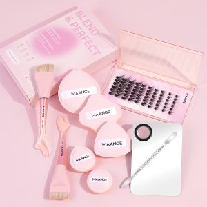 MAANGE Wholesale Private Label Luxury Facial Makeup Tools 2PCS  Makeup Brush 5PCS Powder Puff  False Eyelashes Makeup Brush Set - 图片 2