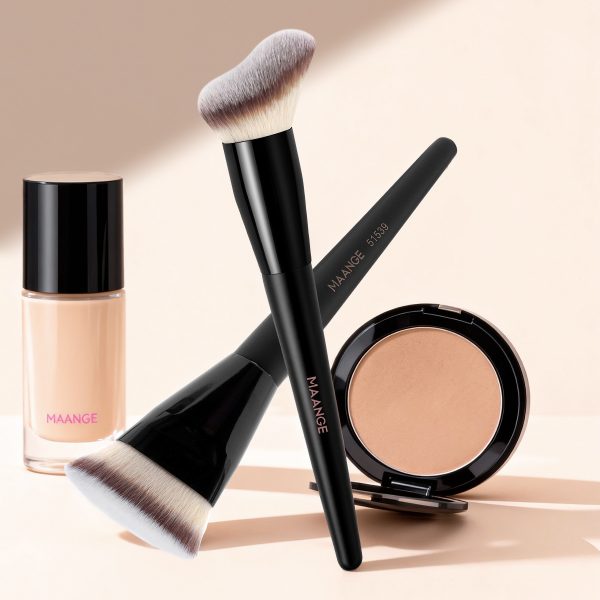 MAANGE Professional Luxury 2PCs Brush Foundation Brush Set Private Label &OEM Streak-Free Liquid/BB Cream Makeup Tools Brush