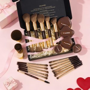 MAANGE Custom Logo Wholesale 20pcs Make up Brush 5pcs Powder Puff  Private Label Professional Facial Makeup Brush Set - 图片 6