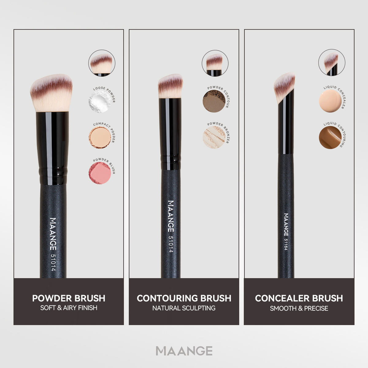 MAANGE Professional 3pcs Makeup Brush Foundation Powder Blush Concealer Highlighter Cosmetic Professional Makeup Brush Set - 图片 6