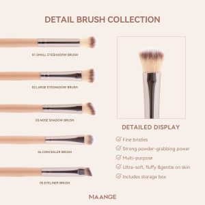 MAANGE Custom OEM&ODM 9pcs Brushes Sets Foundation Loose Powder Eyeshadow Brush Professionnel Private Label Makeup Brush Set - 图片 8