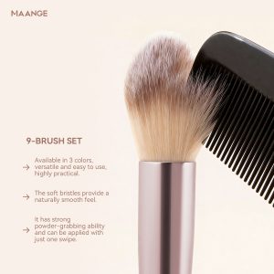 MAANGE Custom OEM&ODM 9pcs Brushes Sets Foundation Loose Powder Eyeshadow Brush Professionnel Private Label Makeup Brush Set - 图片 5