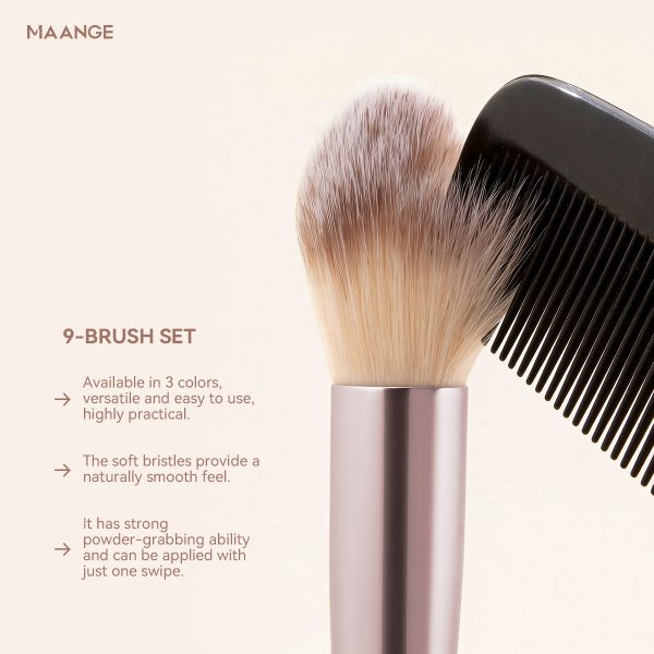 MAANGE Custom OEM&ODM 9pcs Brushes Sets Foundation Loose Powder Eyeshadow Brush Professionnel Private Label Makeup Brush Set
