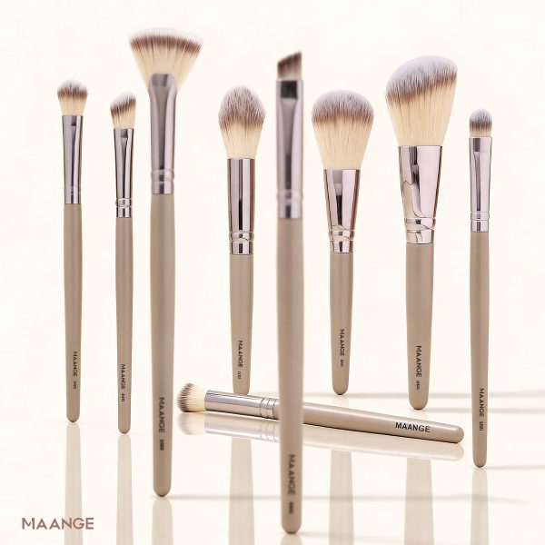MAANGE Custom OEM&ODM 9pcs Brushes Sets Foundation Loose Powder Eyeshadow Brush Professionnel Private Label Makeup Brush Set