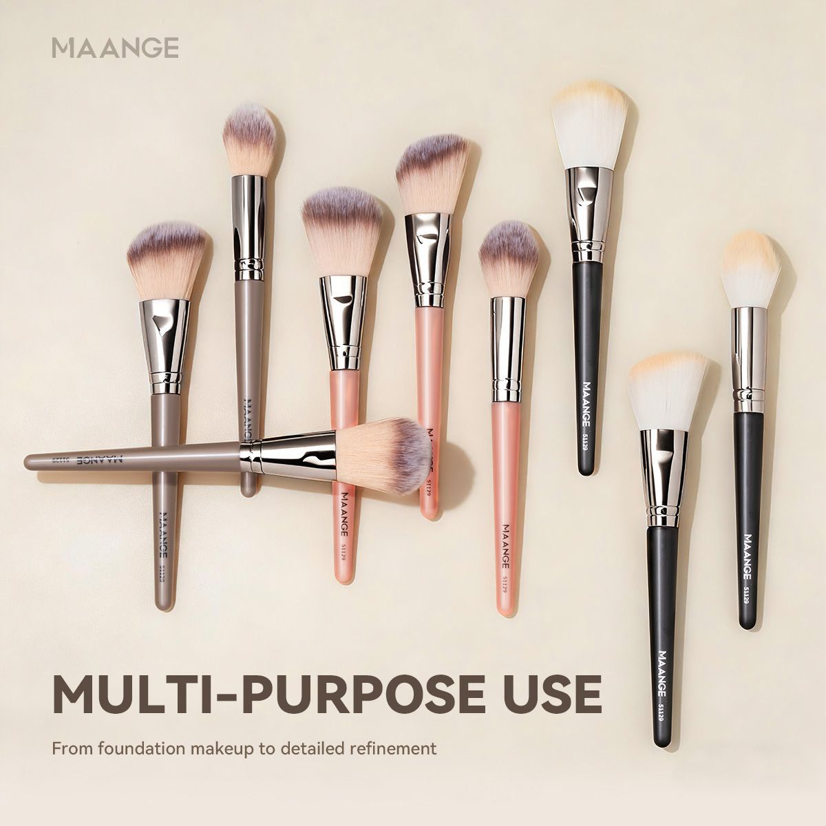 MAANGE 9 Pieces Multi-functional Makeup Brush Set Eyeshadow Powder Powder and Base Liquid Brush - 图片 6