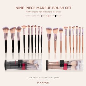 MAANGE Custom OEM&ODM 9pcs Brushes Sets Foundation Loose Powder Eyeshadow Brush Professionnel Private Label Makeup Brush Set - 图片 10