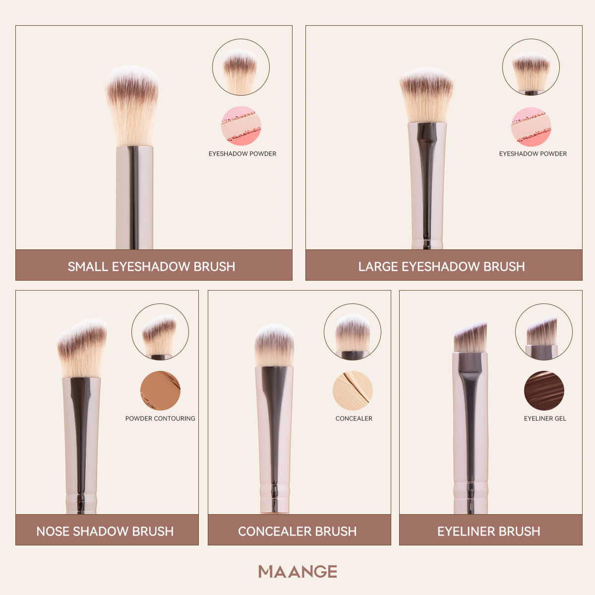 MAANGE Custom OEM&ODM 9pcs Brushes Sets Foundation Loose Powder Eyeshadow Brush Professionnel Private Label Makeup Brush Set - 图片 7