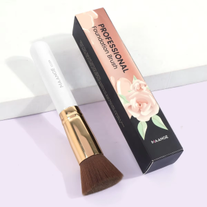 MAANGE Best Selling Wooden Handle Blue Black White Colors Large Single Flat Liquid Custom Foundation Brush Packing Makeup Brush