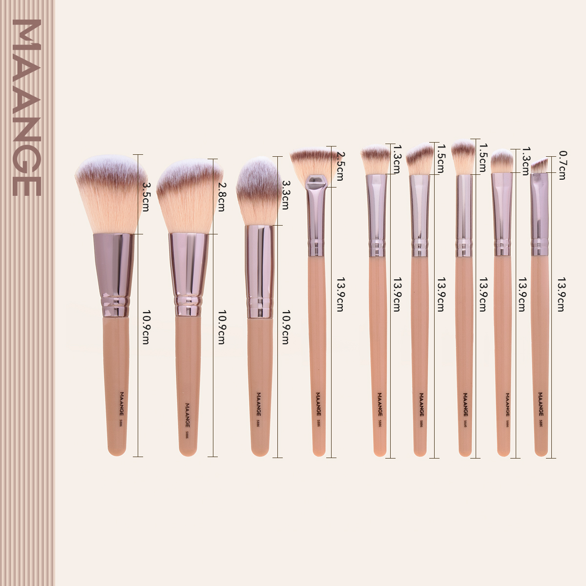 MAANGE Custom OEM&ODM 9pcs Brushes Sets Foundation Loose Powder Eyeshadow Brush Professionnel Private Label Makeup Brush Set - 图片 9