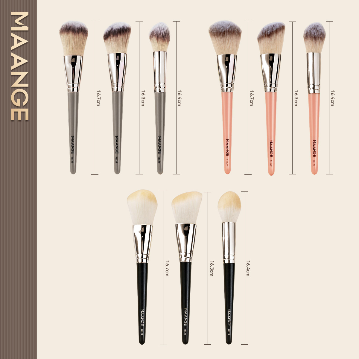 MAANGE 9 Pieces Multi-functional Makeup Brush Set Eyeshadow Powder Powder and Base Liquid Brush - 图片 7