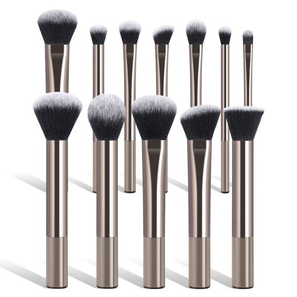 MAANGE Hotsale 12PCS Private Label &Customizable Rubber Handle Synthetic Hair Makeup Brush Set for Face Makeup