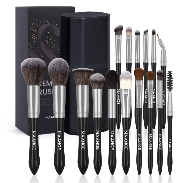 MAANGE Custom logo Vegan Makeup Brush 16 Pcs Teardrop Handle Professional Makeup Brush Set