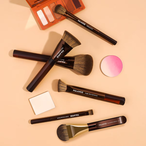 MAANGE 6PCS Flattened Synthetic Hair Foundation Brushes Concealer Brushes Customizable Facial Makeup Brush Set