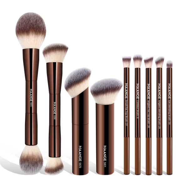 Maange Custom OEM&ODM Makeup Tool Kits 9pcs Foundation Concealer Blush Contouring Eyeshadow Professional Makeup Brush Set