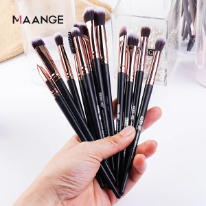 MAANGE 13pcs Black Makeup Brushes Foundation blush contouring eyeshadow brush New Art Design Rose Gold Eye Cosmetics Brush Set