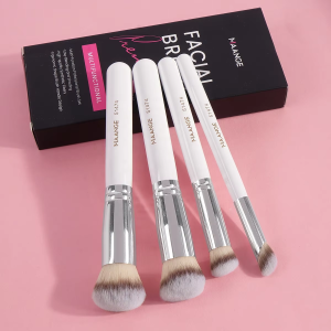 MAANGE 4pcs White Wooden Brush Hand Foundation blush contouring eyeshadow brush Premium Makeup Brushes Makeup Brushes