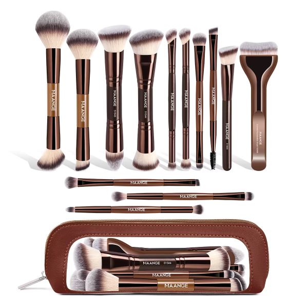 MAANGE Wholesale Natural 13pcs Makeup Brush Set Soft Hair Blush Powder Brush Concealer Facial Makeup Brush Set