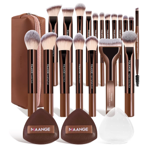 19pcs Private Label Luxury Makeup Brush ODM High Quality Vegan Makeup Brushes 2 Powder Puff Custom Makeup Brush Set