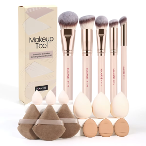 MAANGE New Arrival 5pcs Luxury Blush 12 Powder Puff Concealer Foundation Brush Makeup Brushes Concealer Makeup Brushes Set
