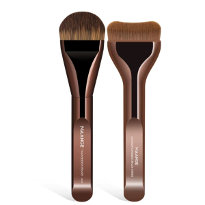 MAANGE Luxury 2PCs Flat Foundation Brush Set Private Label &OEM Streak-Free Liquid/BB Cream Makeup Tools Brush