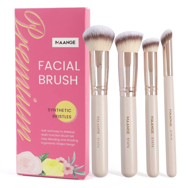 For MAANGE 4pcs Luxury Foundation Brushes Hot Selling champagne Fan Style Concealer Nylon Material Face Beauty Tools Brushes