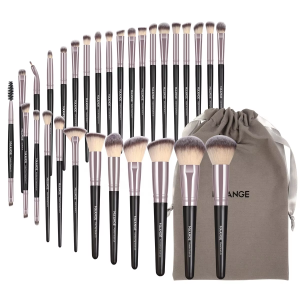MAANGE Wholesale Premium Cosmetics Brushes Black Travel Portable Makeup Brush Set Comes with Velvet Bag Makeup Brush