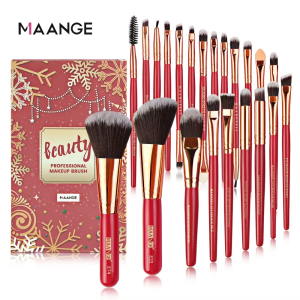 MAANGE 22 Pcs Wholesale Rose Gold Makeup Brush Red Wooden Handle Professional Foundation Brush Makeup Set