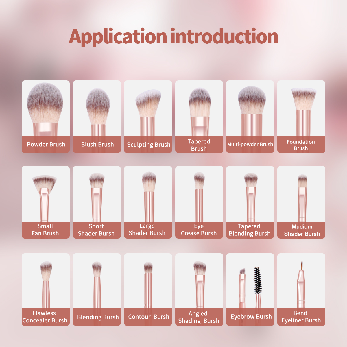 MAANGE Custom OEM&ODM Professional Makeup Set 18pcs Luxury Eyeliner Eyebrow Foundation Concealer Face Brushes Makeup Brush Set - 图片 5