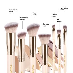 MAANGE Wholesale Professional 7pcs Makeup Brush Set 12pcs Powder Puff Eyeshadow Brushes and Face Makeup Brushes - 图片 2