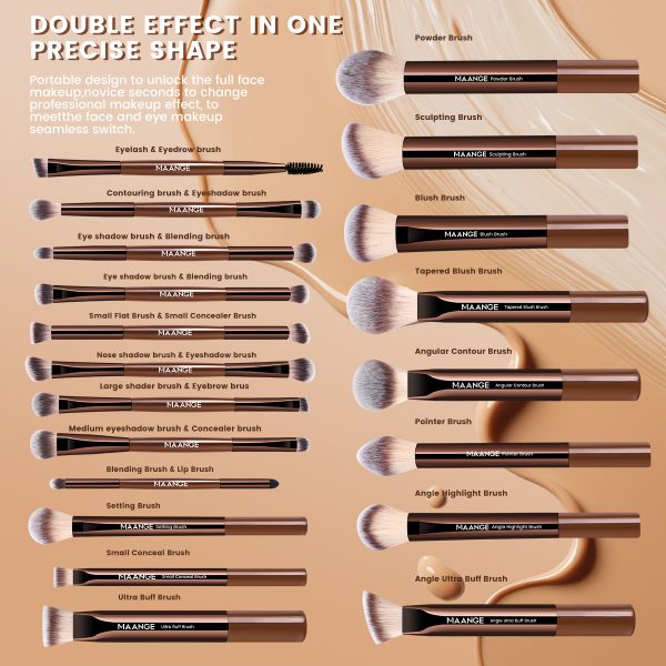 MAANGE New Design 20pcs Makeup Brushes Kits Cosmetic Black Private Label Foundation Blush Contouring Eyeshadow Makeup Brush Set