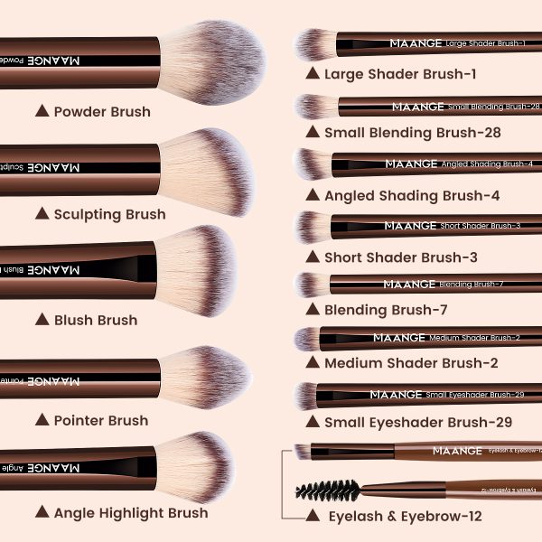 MAANGE Wholesale Professional 13pcs Makeup Brushes Foundation Blush Contouring Eyeshadow Brush Facial Cosmetics Brush Set