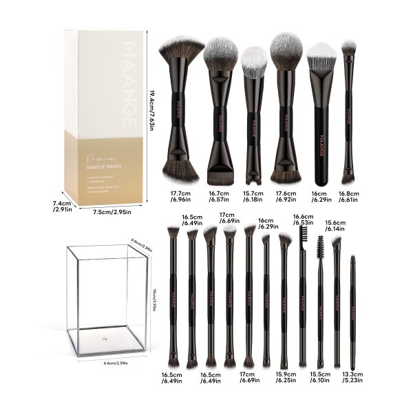 MAANGE Professional 17pcs Brush Set Premium Synthetic Foundation Concealer Eyeshadow Travelling or Daily Application Makeup Set