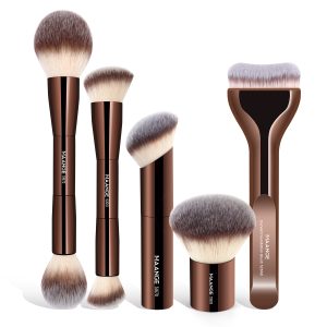 MAANGE 5PCS Aluminum Tube Face Professional Makeup Brushes Multi-Functional Angled Customizable&ODM Facial Makeup Brush Set
