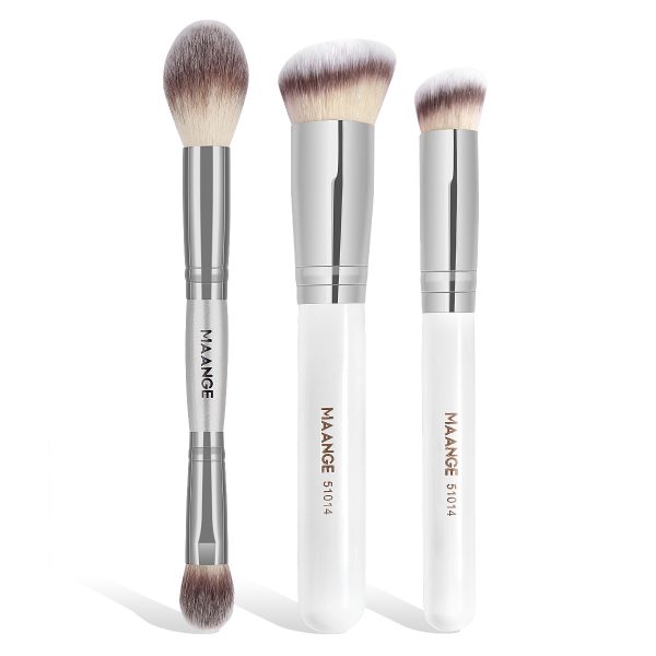 Maange Wholesale Custom 3PCS Makeup Brush Private Label Concealer Powder Foundation Eyeshadow Professional Makeup Brush Set