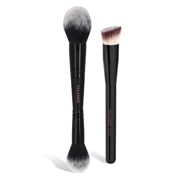 MAANGE 2pcs Makeup Brush Set Customized logo OEM&ODM Foundation Loose Powder Blush Highlighter Brush Facial Makeup Brush Kit