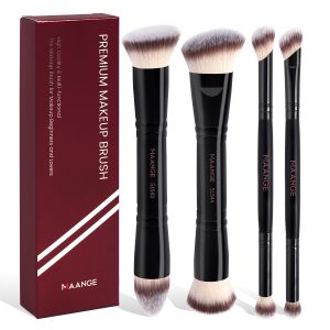 MAANGE Wholesale Custom Logo 4pcs Double Ended Foundation Makeup Brushes Private Label Professional Makeup Brush Set
