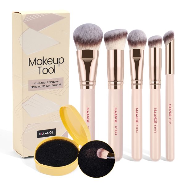MAANGE 5PCS Wholesale Price High-quality Cosmetic Brush champagne Concealer Eye Shadow Facial Makeup Brush Set