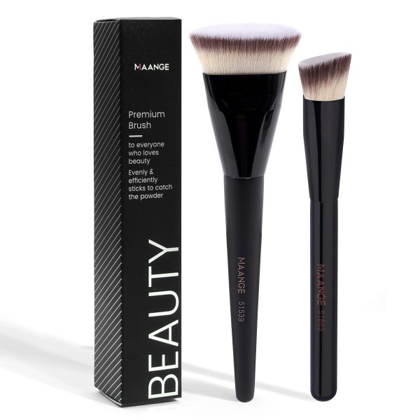 MAANGE 2pcs Concealer Brush Best Foundation Brushes Liquid Custom logo Rivate Label Black Makeup Brush Set