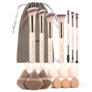 MAANGE Wholesale Professional 7pcs Makeup Brush Set 12pcs Powder Puff Eyeshadow Brushes and Face Makeup Brushes