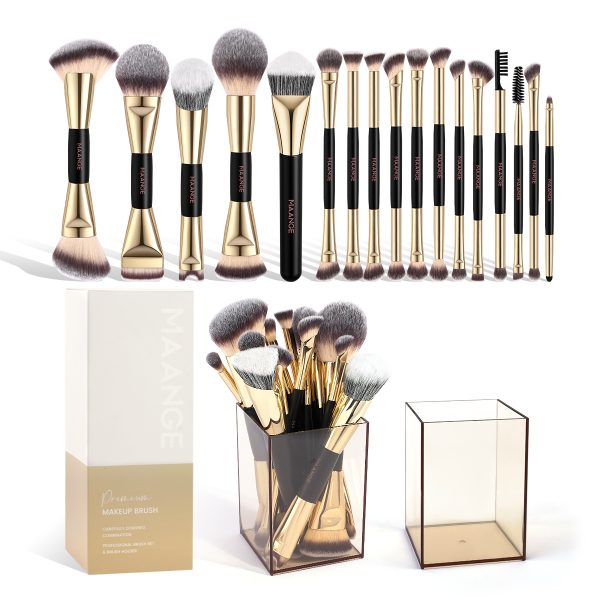 MAANGE Wholesale New Arrival 17pcs Gold Cosmetics Brush Set Travel Makeup Brushes Professional Makeup Brushes Set