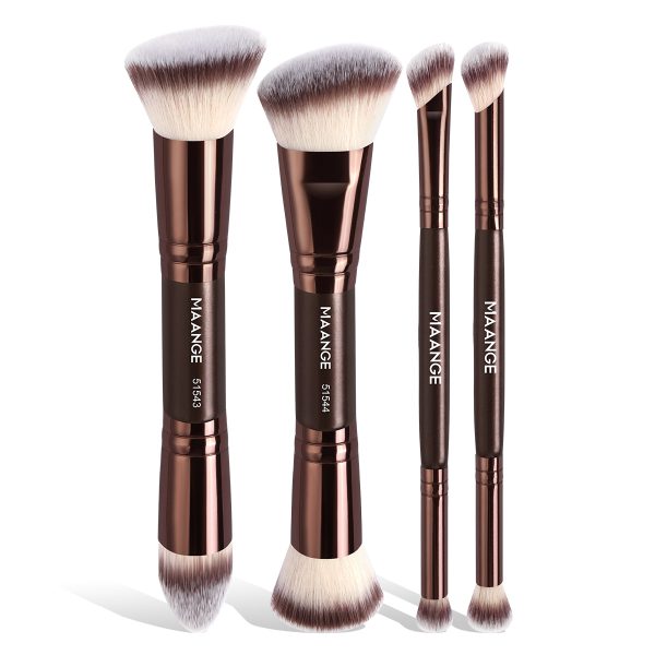 MAANGE 4pcs Double-headed Makeup Brush Foundation Brushes Blush Brush Concealer Professional Cosmetic Tools