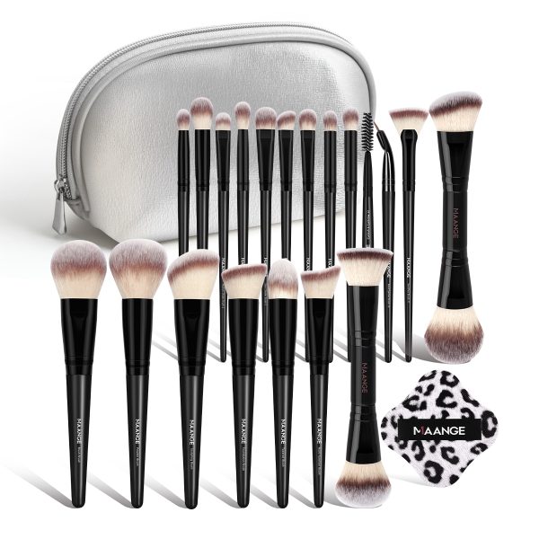 MAANGE New Arrival 20pcs Private Label Professional Makeup Brush 1pcs Powder Puff Luxury Face Makeup Brush Set