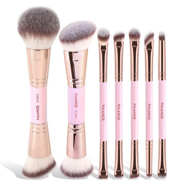 MAANGE Custom Logo OEM&ODM Luxury 7pcs Double-ended Makeup Brushes Set Private Label Facial Makeup Brush Set