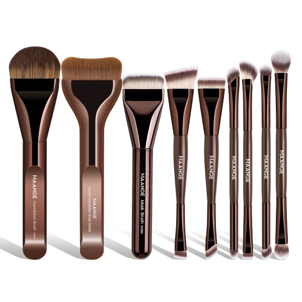 Maange Custom OEM&ODM Makeup Tool Kits 9pcs Soft Hair Foundation Concealer Blush Contouring Professional Makeup Brush Set