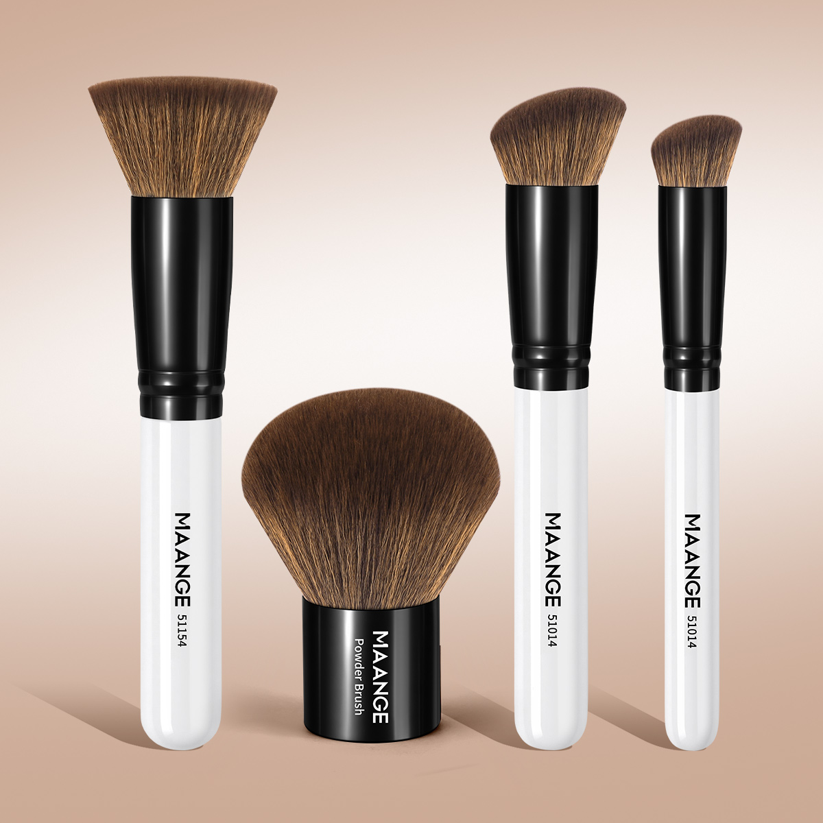 Maange Professional 4pcs Makeup Brush Set Custom OEM&ODM Logo Natural Wholesale Makeup Brushes Set Makeup Brush Kit - 图片 2