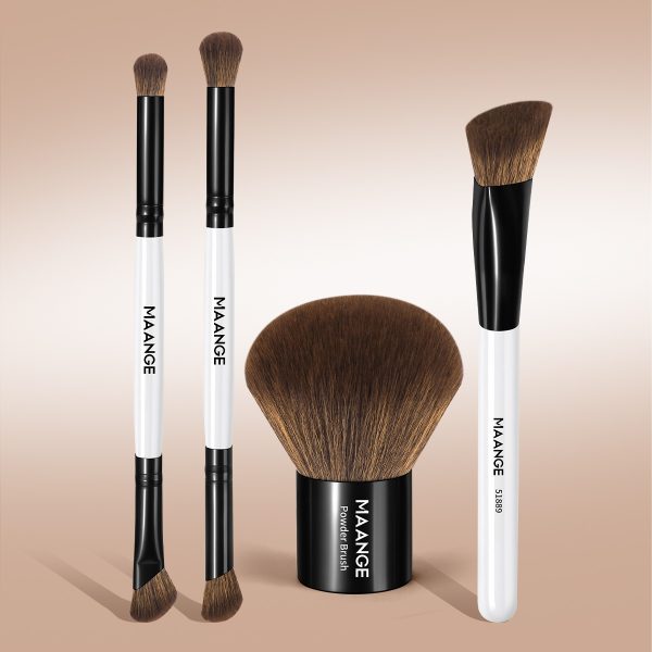 Maange Wholesale Professional 4pcs Makeup Brush Custom OEM&ODM Loose Powder Foundation Contouring Eyeshadow Makeup Brush Set