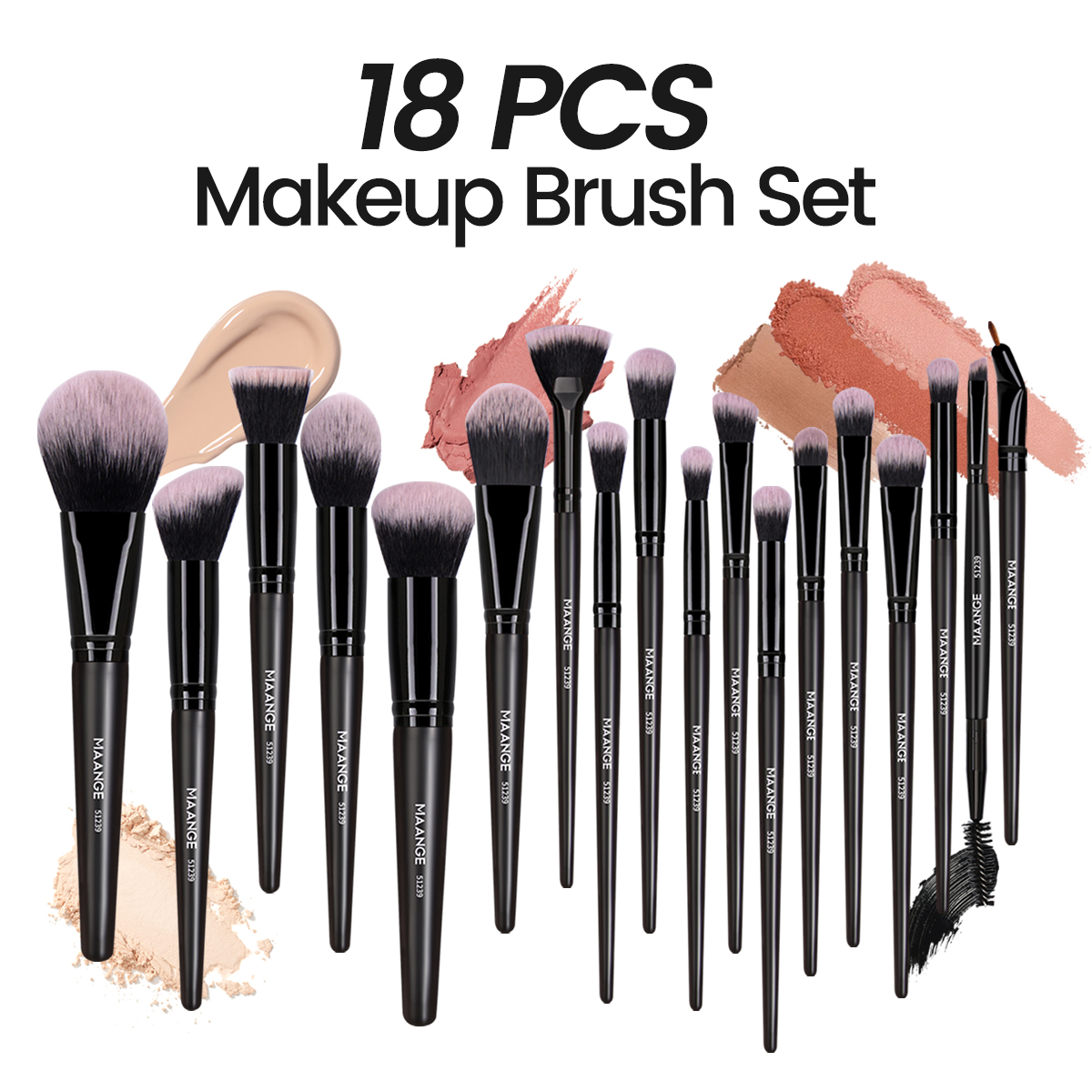 MAANGE New Arrival Professional Makeup Set 18pcs Luxury Faundation Eyeliner Eyebrow Concealer Face Brushes Makeup Brush Set - 图片 2